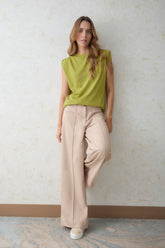 Pantalón palazzo bolsillos ribetes