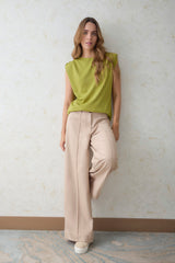 Pantalón palazzo bolsillos ribetes