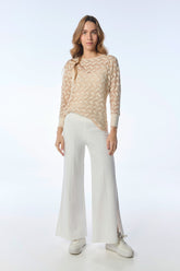 Pantalón flare en punto imitación bolsillos