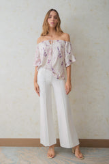 Pantalón flare pretina y pasador ancho y vena