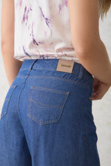 Pantalón palazzo en tencel cinco bolsillos