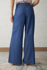 Pantalón palazzo en tencel cinco bolsillos