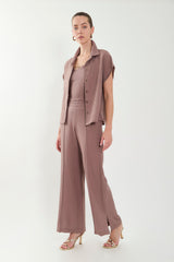 Pantalón palazzo con alforzas