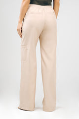 Pantalón Palazzo en rayón bolsillos ojal en laterales