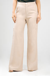 Pantalón Palazzo en rayón bolsillos ojal en laterales