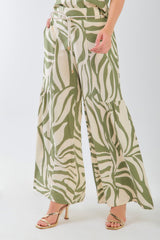 Pantalón palazzo estampado cinturón cordón
