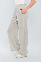 Pantalon palazzo pretina resortada con alforzas laterales