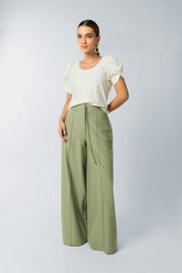 Pantalón palazzo con vena y pasadores