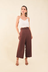 Pantalon culotte pretina con sesgo trenzado