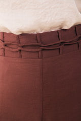 Pantalon culotte pretina con sesgo trenzado