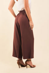 Pantalon culotte pretina con sesgo trenzado