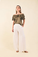 Pantalon palazzo corte zurcido