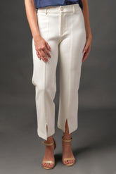 Pantalón Cropped en Punto Roma con Abertura Delantera