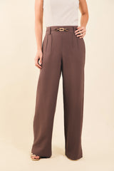 Pantalón palazzo con herraje y pinzas