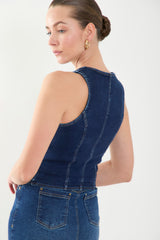 Chaleco manga sisa denim