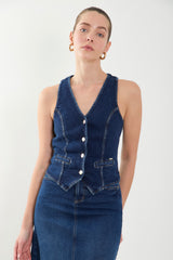 Chaleco manga sisa denim