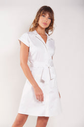 Vestido camisero corto manga rodada en drill