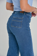 Jean culotte bolsillos parche delantero