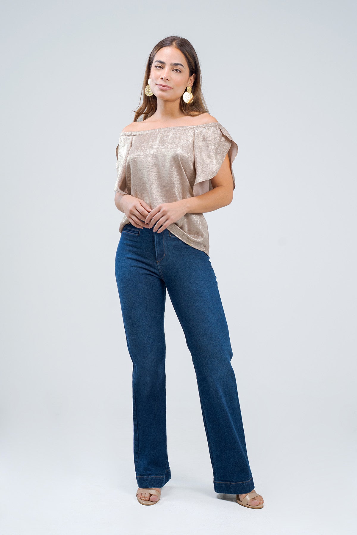 Jean flare tiro alto