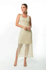 Vestido en malla con brillo