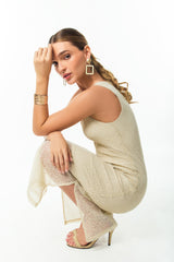 Vestido en malla con brillo