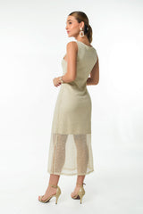 Vestido en malla con brillo