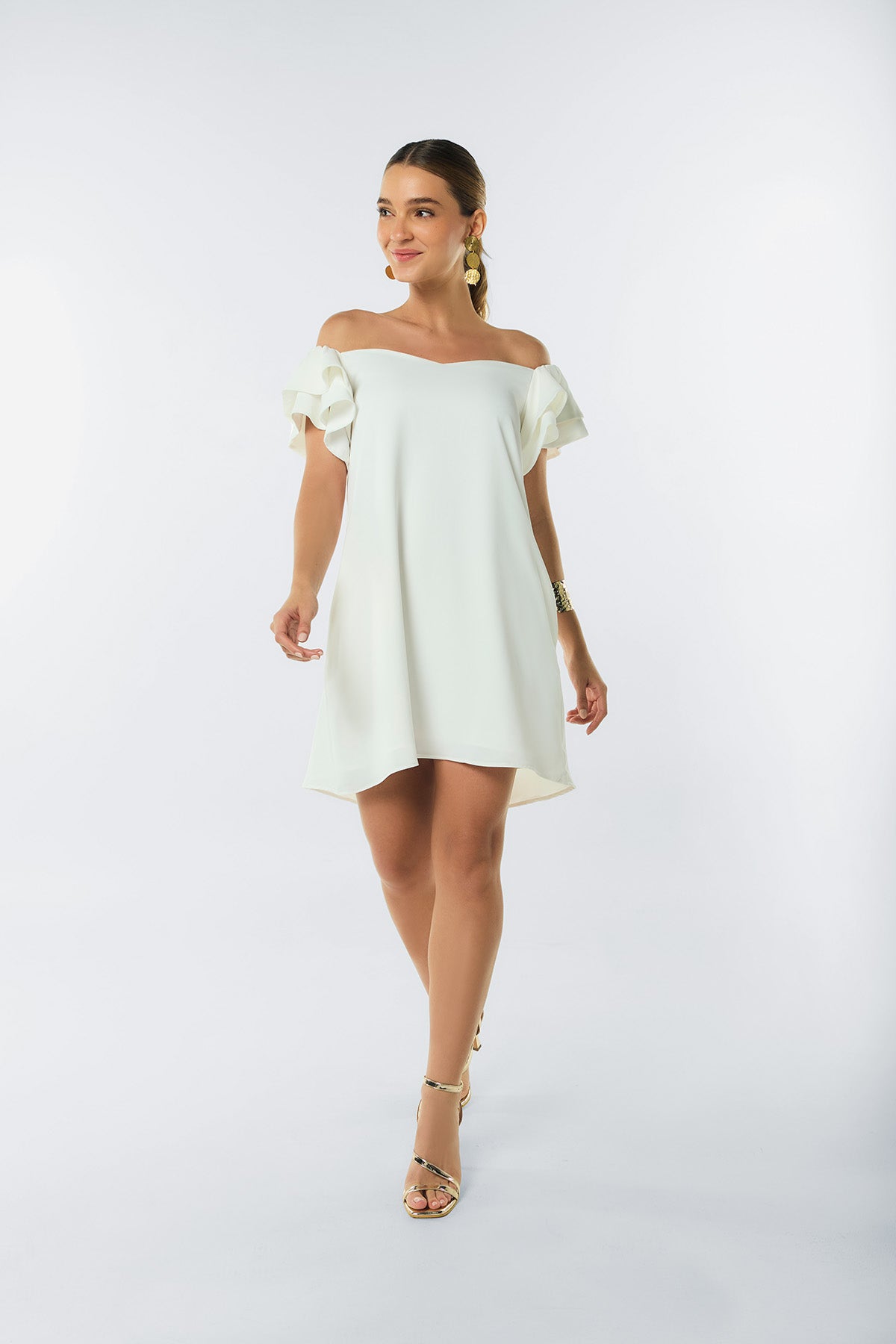 Vestido corto off shoulder escote corazón