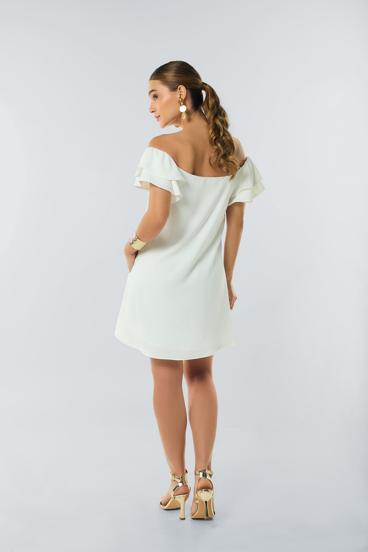 Vestido corto off shoulder escote corazón