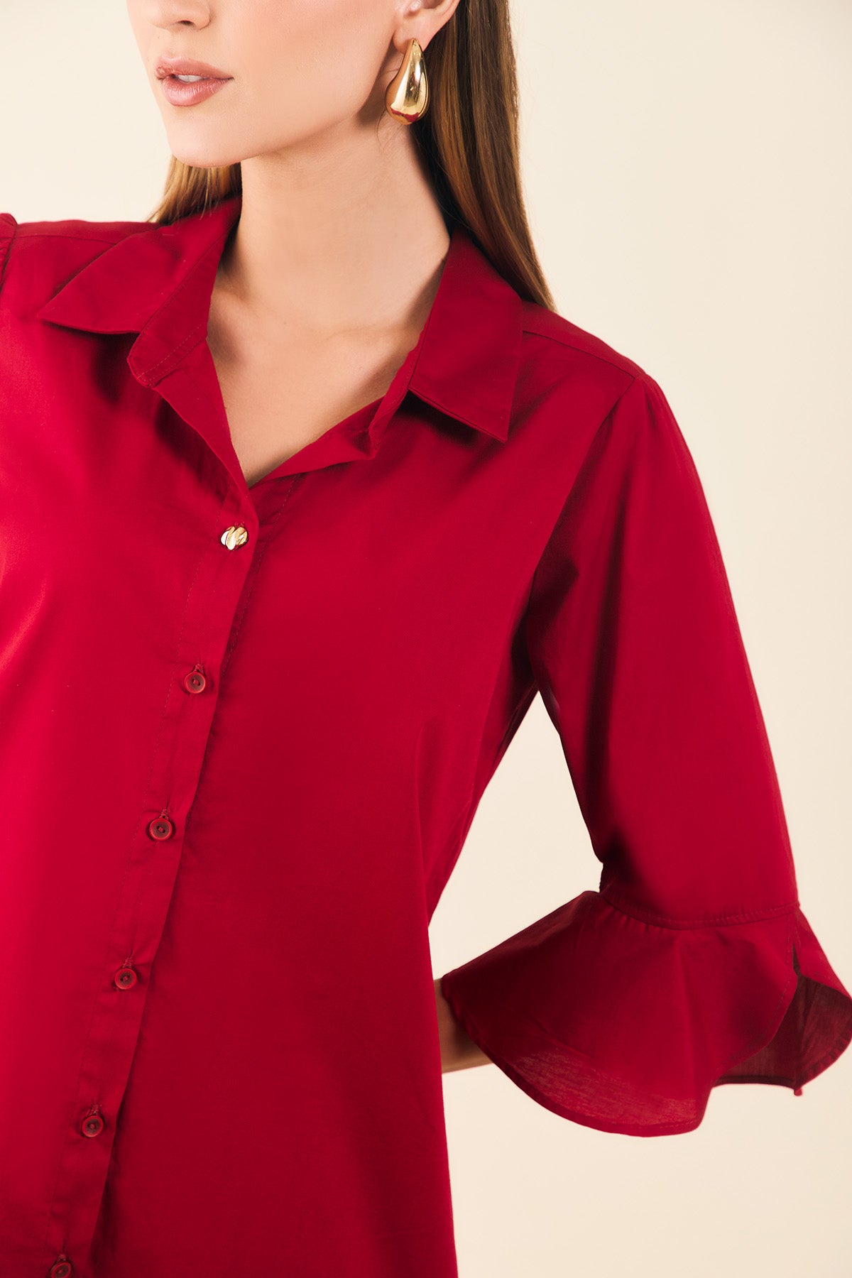 Vestido camisero m3/4 c/puno tulipan