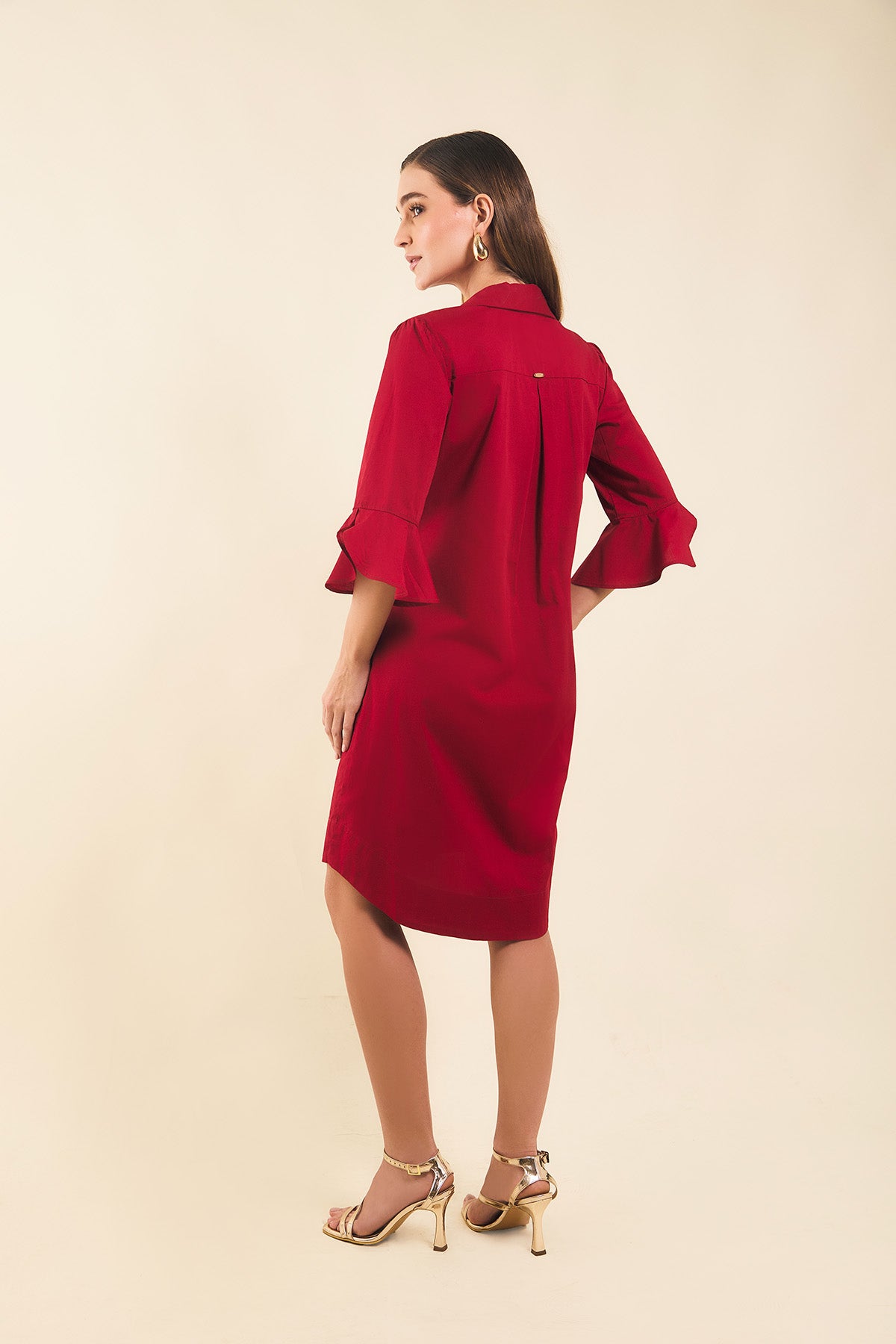 Vestido camisero m3/4 c/puno tulipan