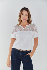 Blusa combinacion blonda