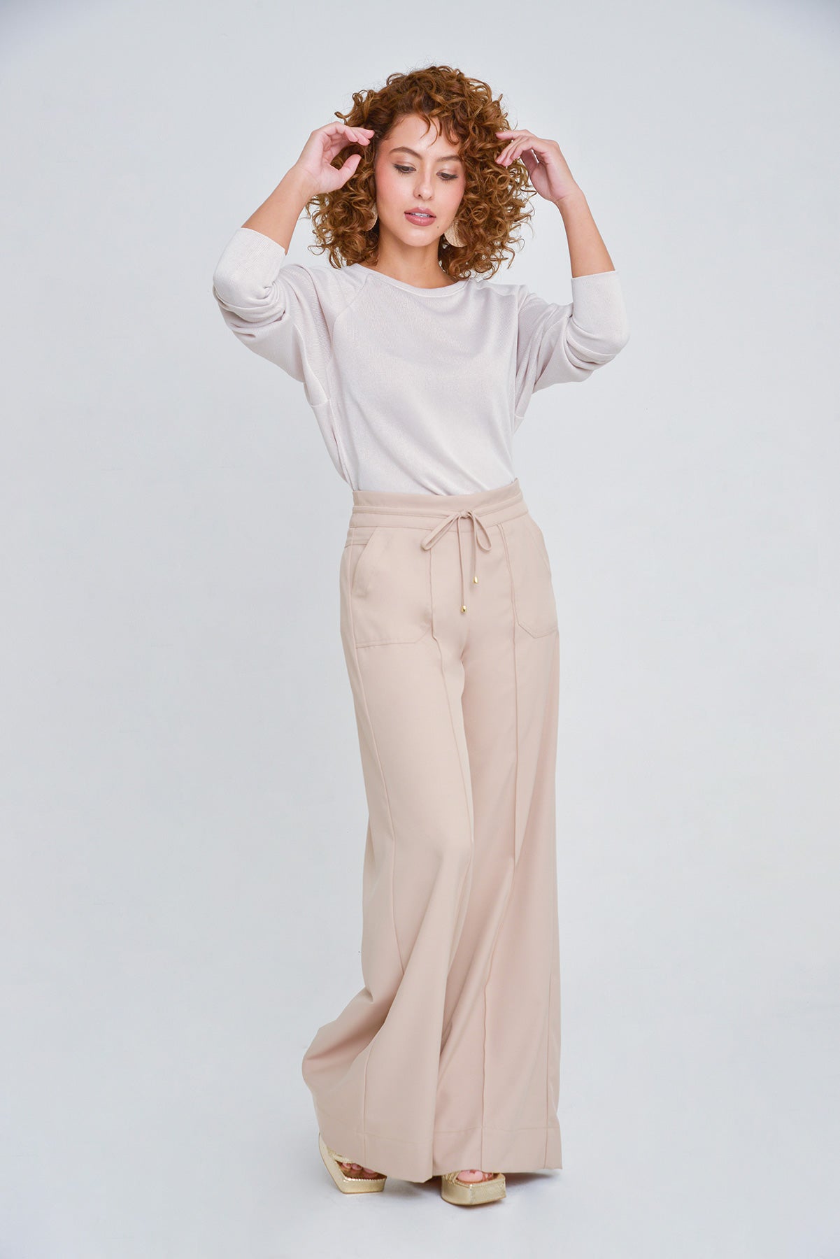 Blusa en tejido de punto manga 3/4