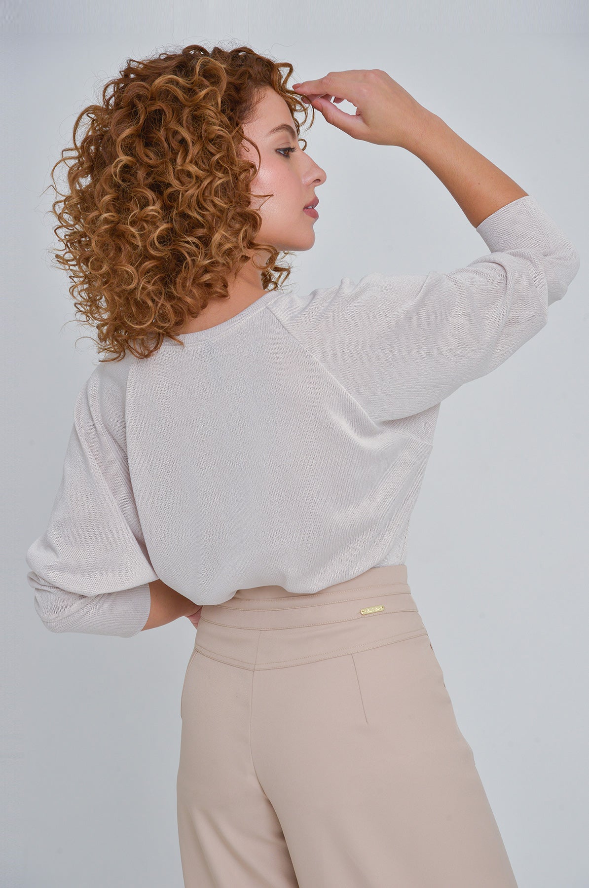 Blusa en tejido de punto manga 3/4