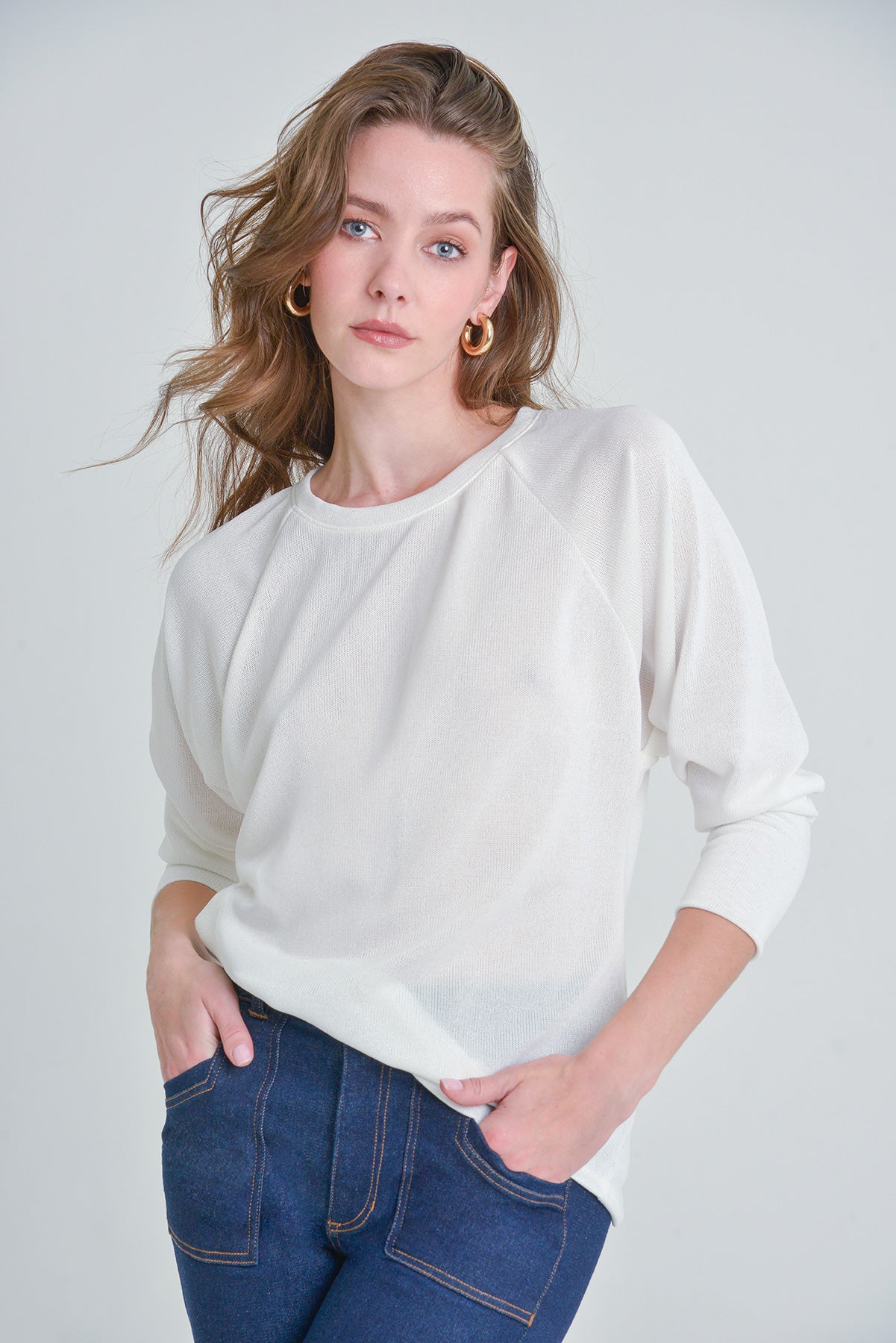 Blusa en tejido de punto manga 3/4