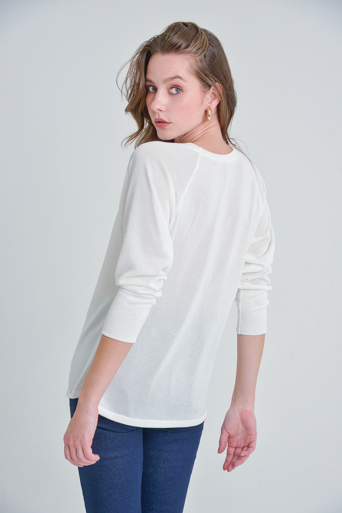 Blusa en tejido de punto manga 3/4