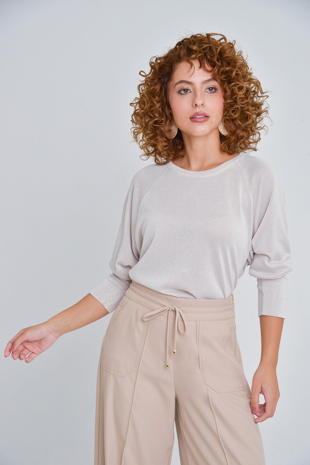 Blusa en tejido de punto manga 3/4