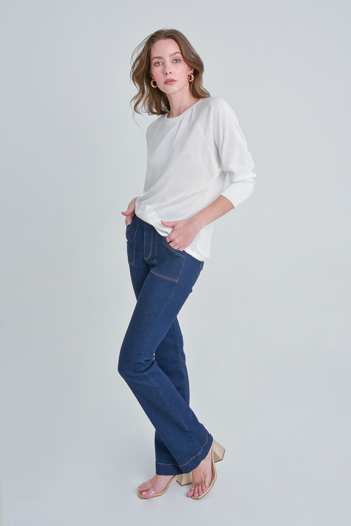 Blusa en tejido de punto manga 3/4