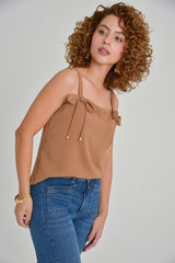 Blusa en crepe con detalle de moño en tira