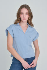 Blusa manga rodada silueta box