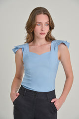 Blusa en bengalina de tiras con golas