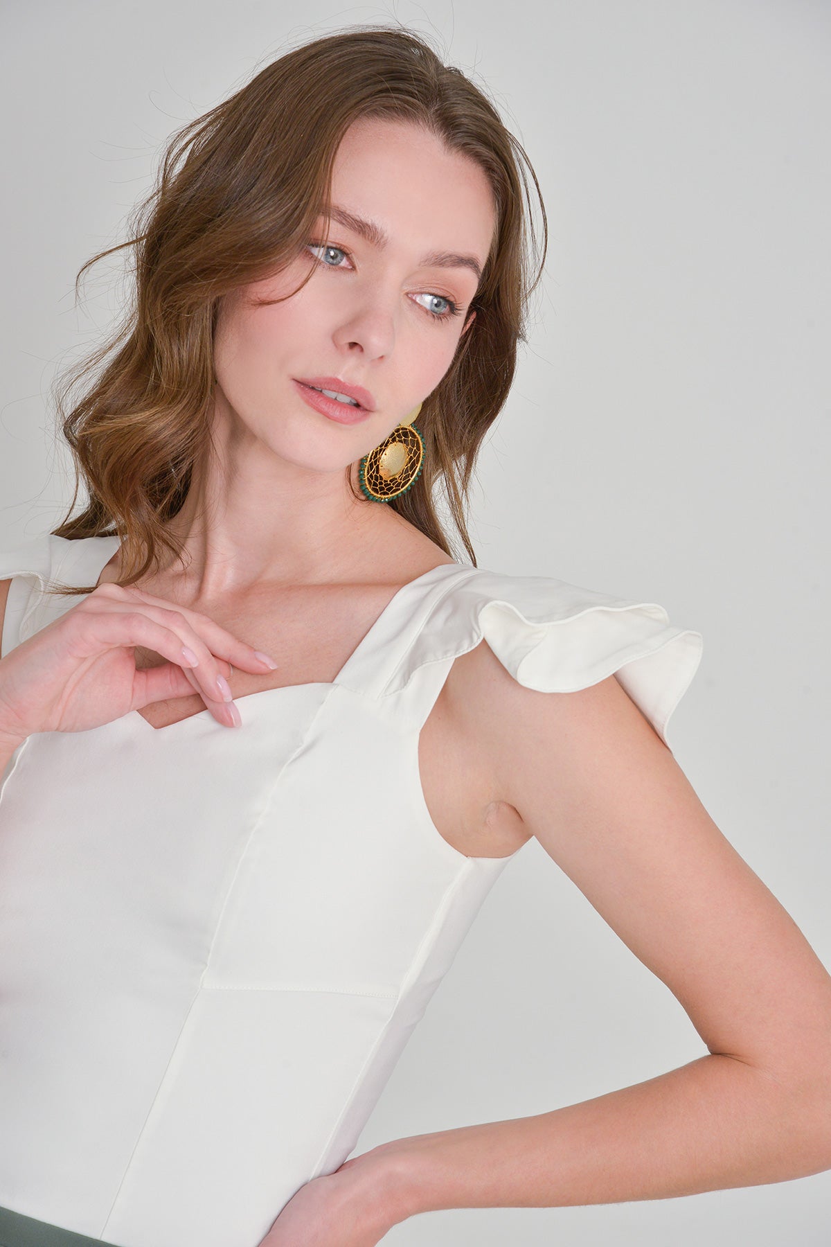 Blusa en bengalina de tiras con golas