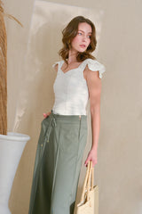 Blusa en bengalina de tiras con golas