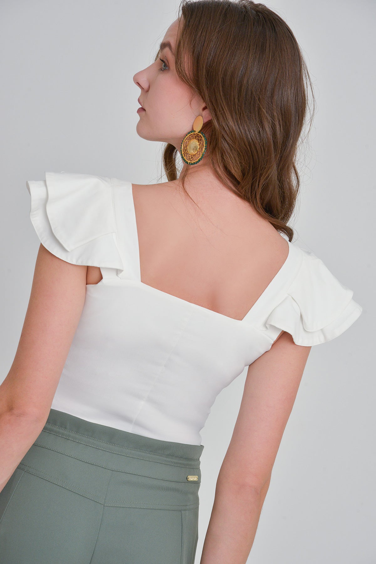 Blusa en bengalina de tiras con golas