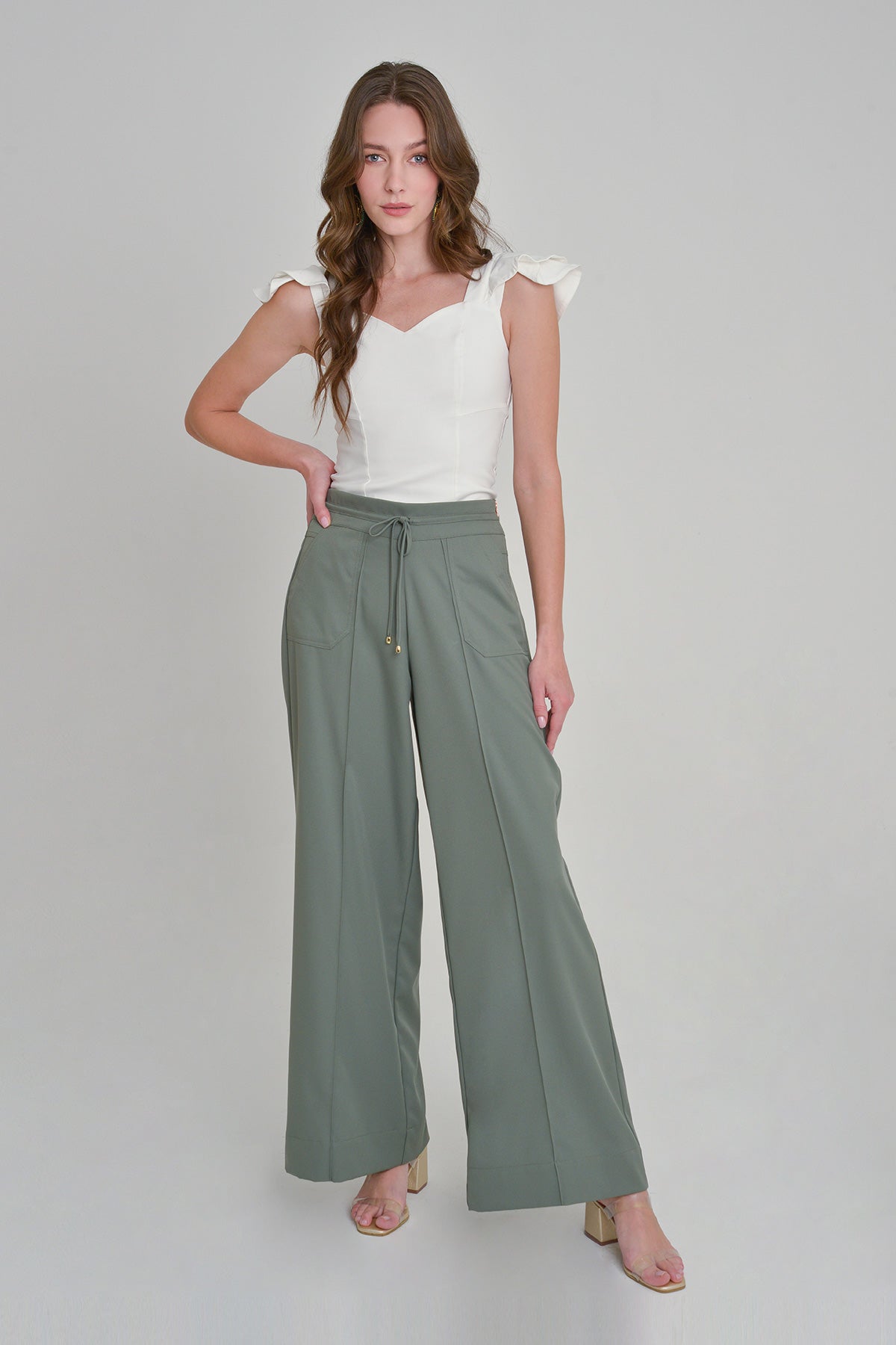 Blusa en bengalina de tiras con golas