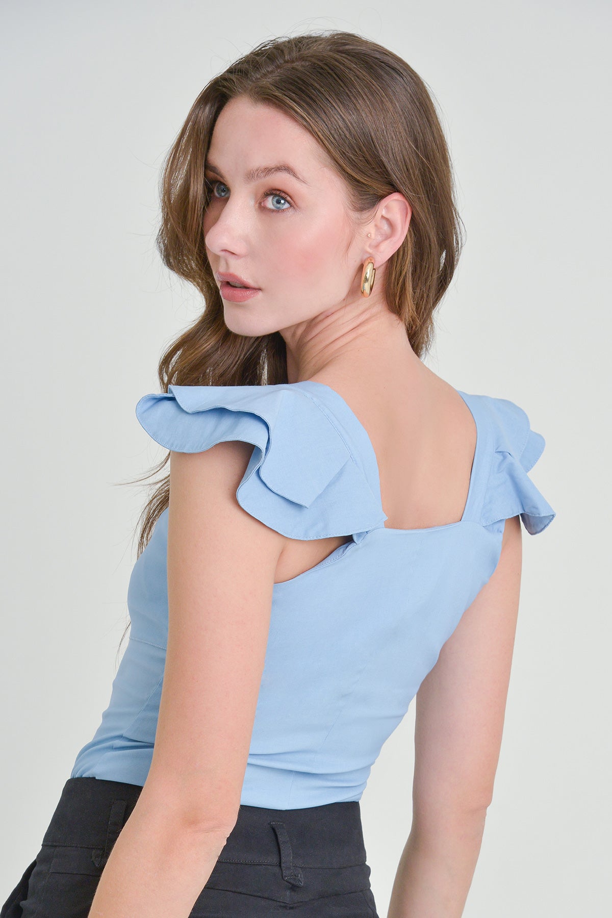 Blusa en bengalina de tiras con golas