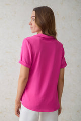 Bluson manga corta escote capitoneado