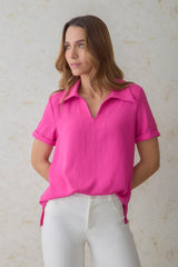 Bluson manga corta escote capitoneado