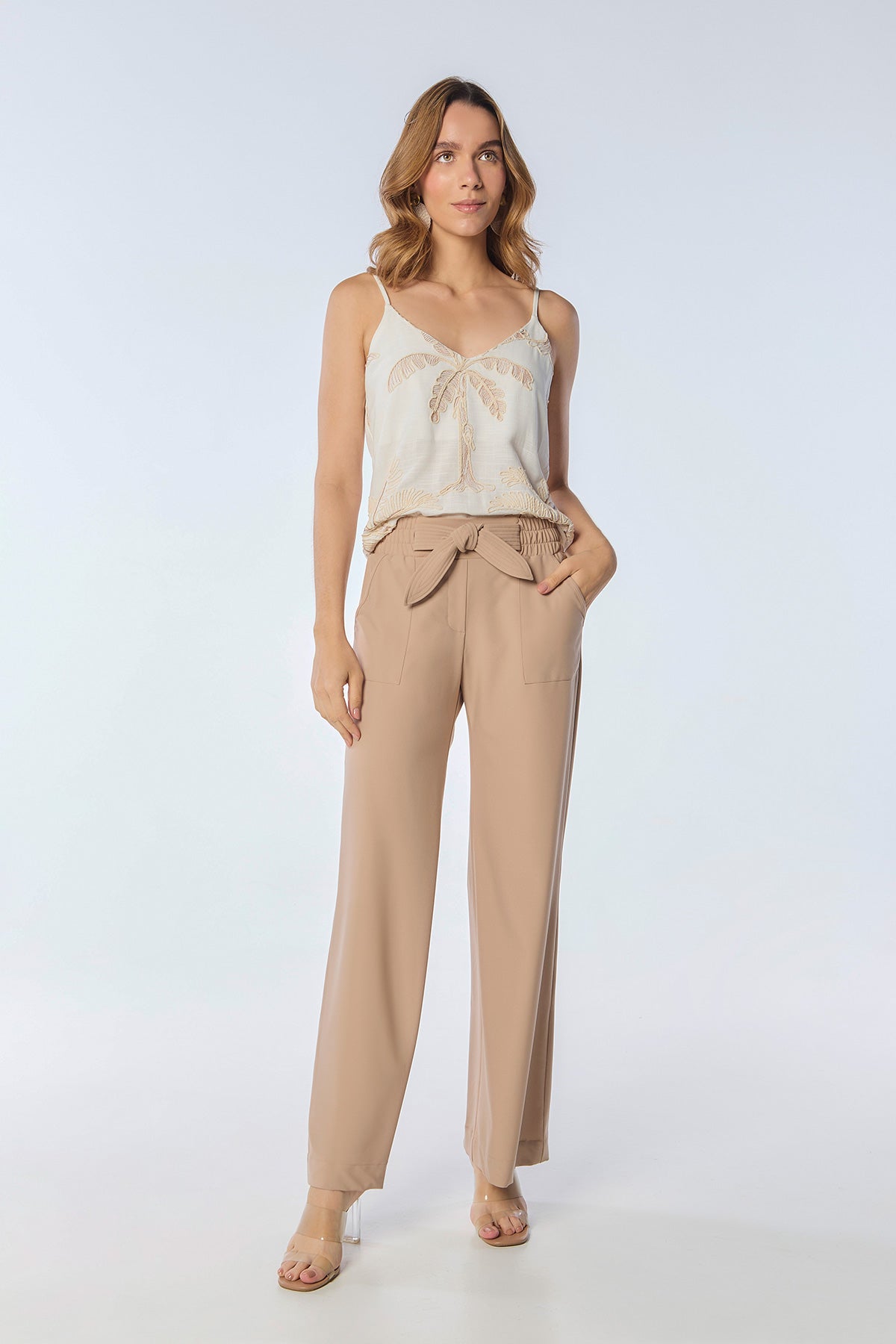 Blusa tiras tejido palmas