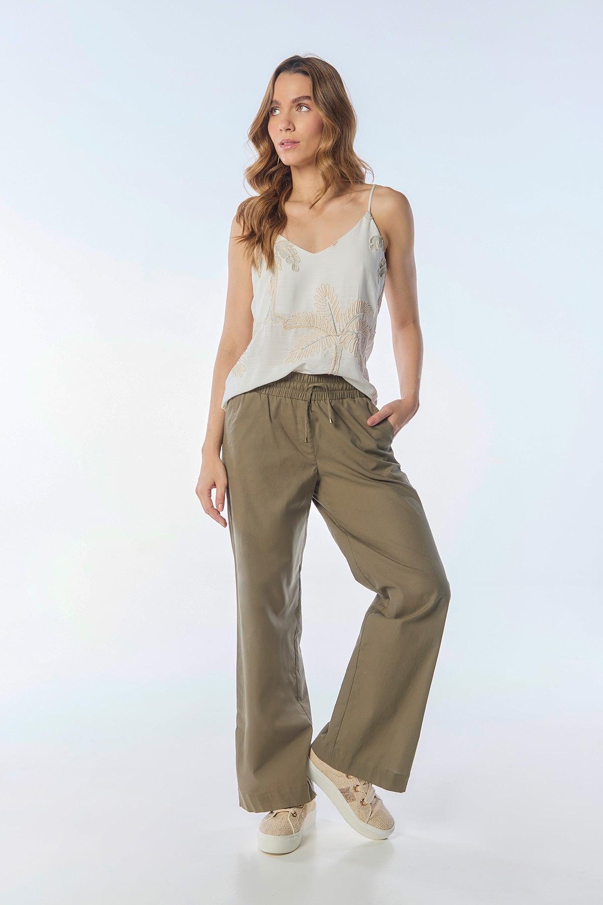 Blusa tiras tejido palmas