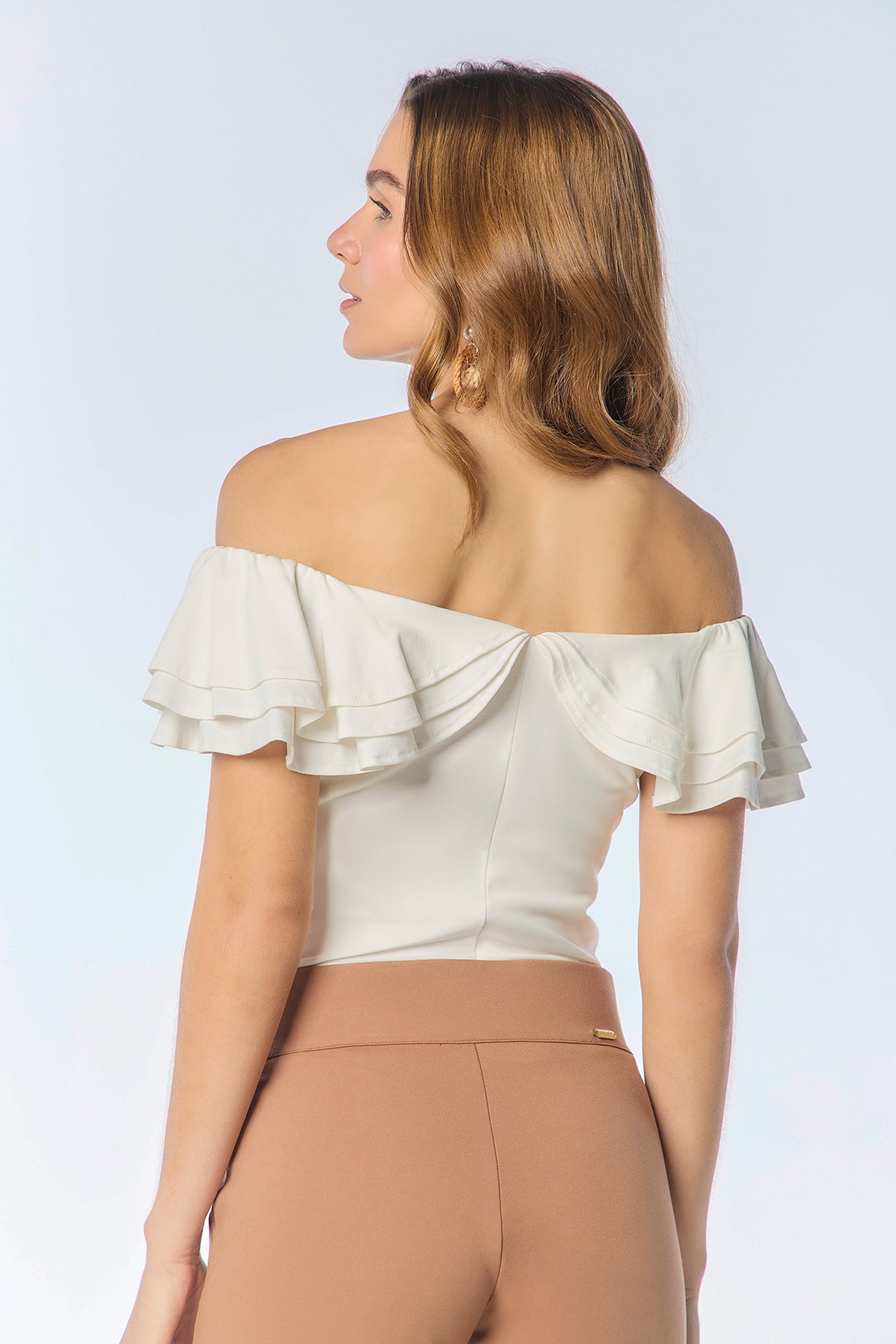 Blusa en punto off shoulder con boleros